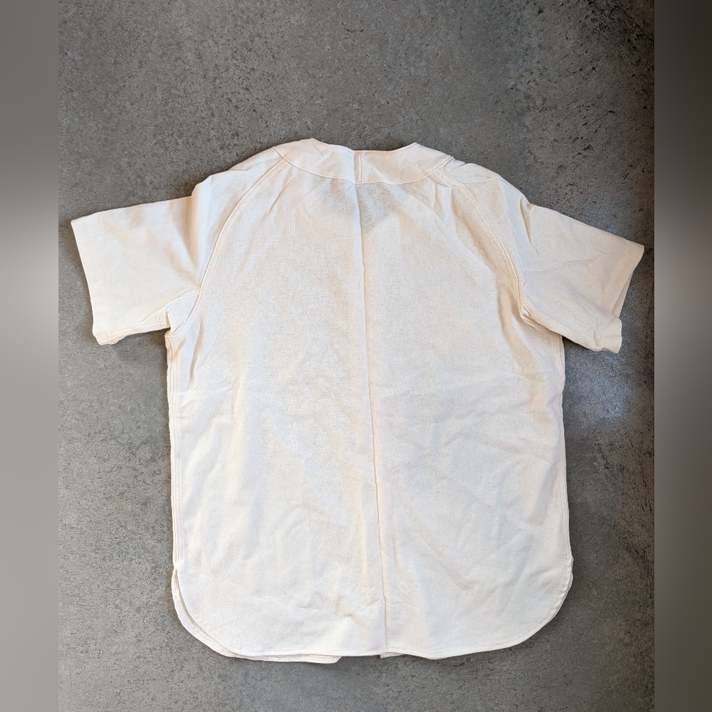 %100 Wool Ebbets Field Baseball Flannel Jersey XL Solid Cream - Picture 2 of 5